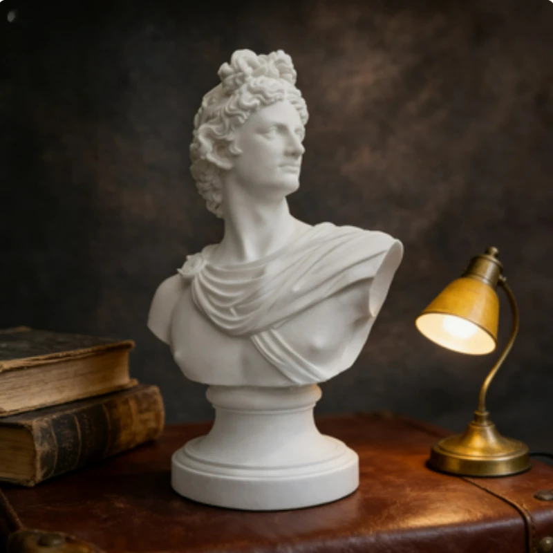 1Pc 3D Embossed Apollo Bust Statue, Greek Myth Sculpture, 3D Printed European Home Bookshelf Art Decor - view 6