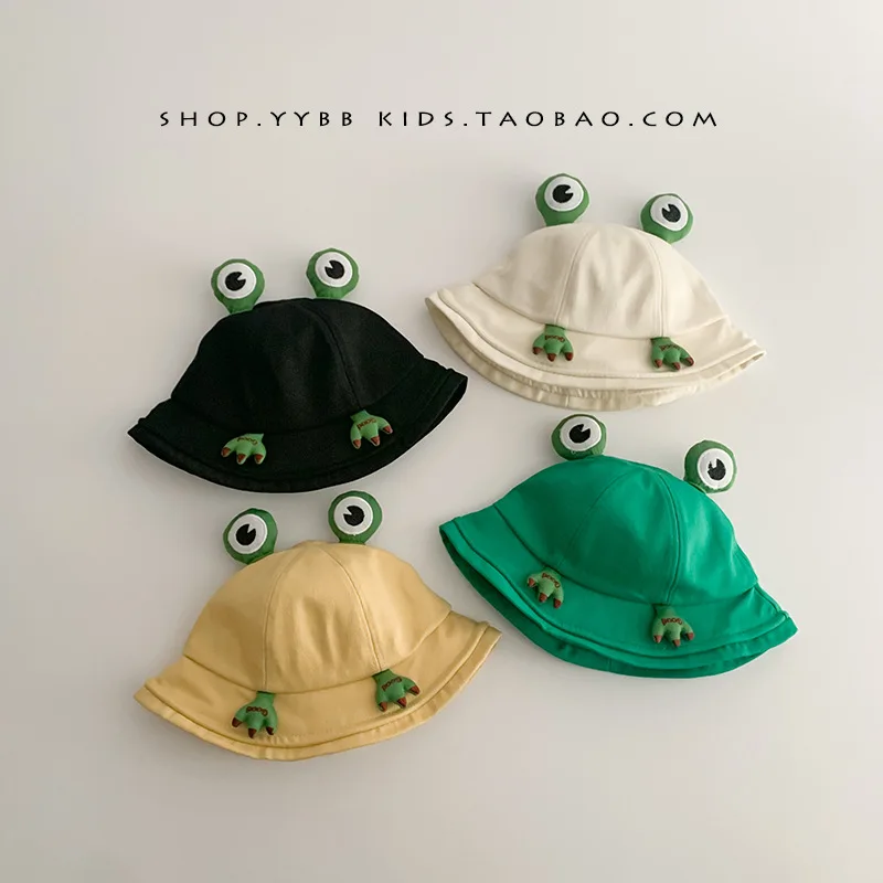 Spring and Autumn Korean Thin Children\'s Sun Protection Boys and Girls Super Cute Cartoon Frog with Breathable Fisherman Hat