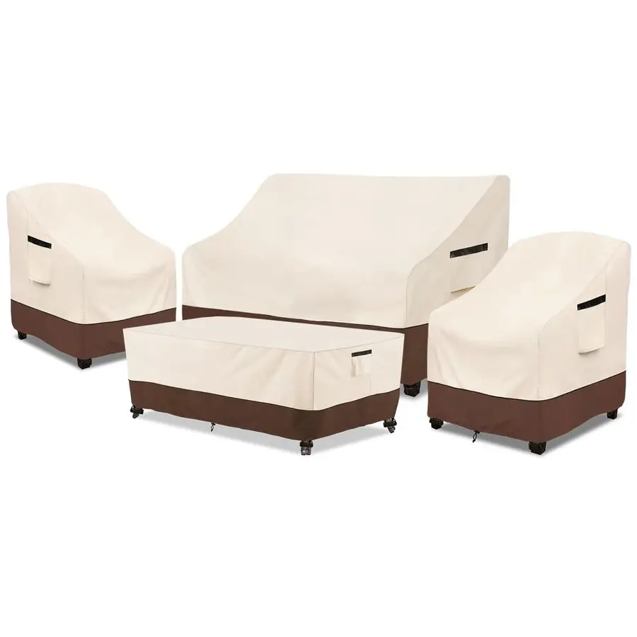 

Чехлы для садовой мебели, 4 шт., 600D, сверхпрочные, 100% водонепроницаемые, для уличной мебели, подходят для садового дивана, кресла и кофейного столика.