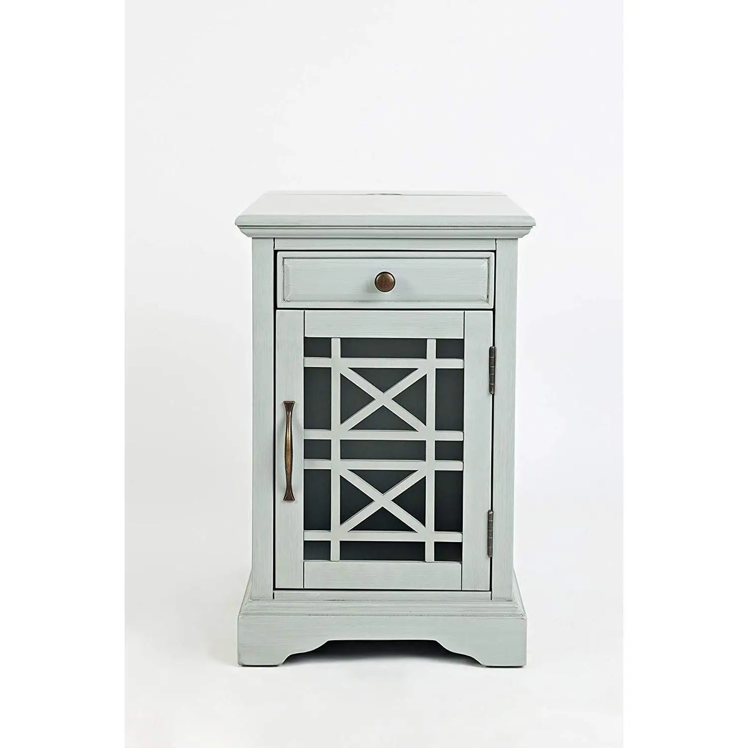 Farmhouse End Table USB Charging Station Narrow Nightstand Space-Saving Bedroom Living Room Entryway 22 Inch, Customized