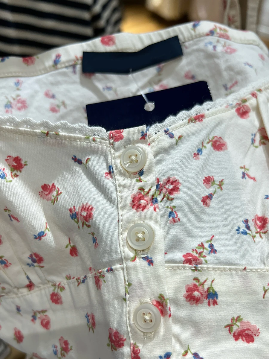 Lace Trim Floral Print Mini Dress Women Button V Neck Back Lace-up Suspender Dresses Summer Sweet Fashion Sleeveless Short Dress