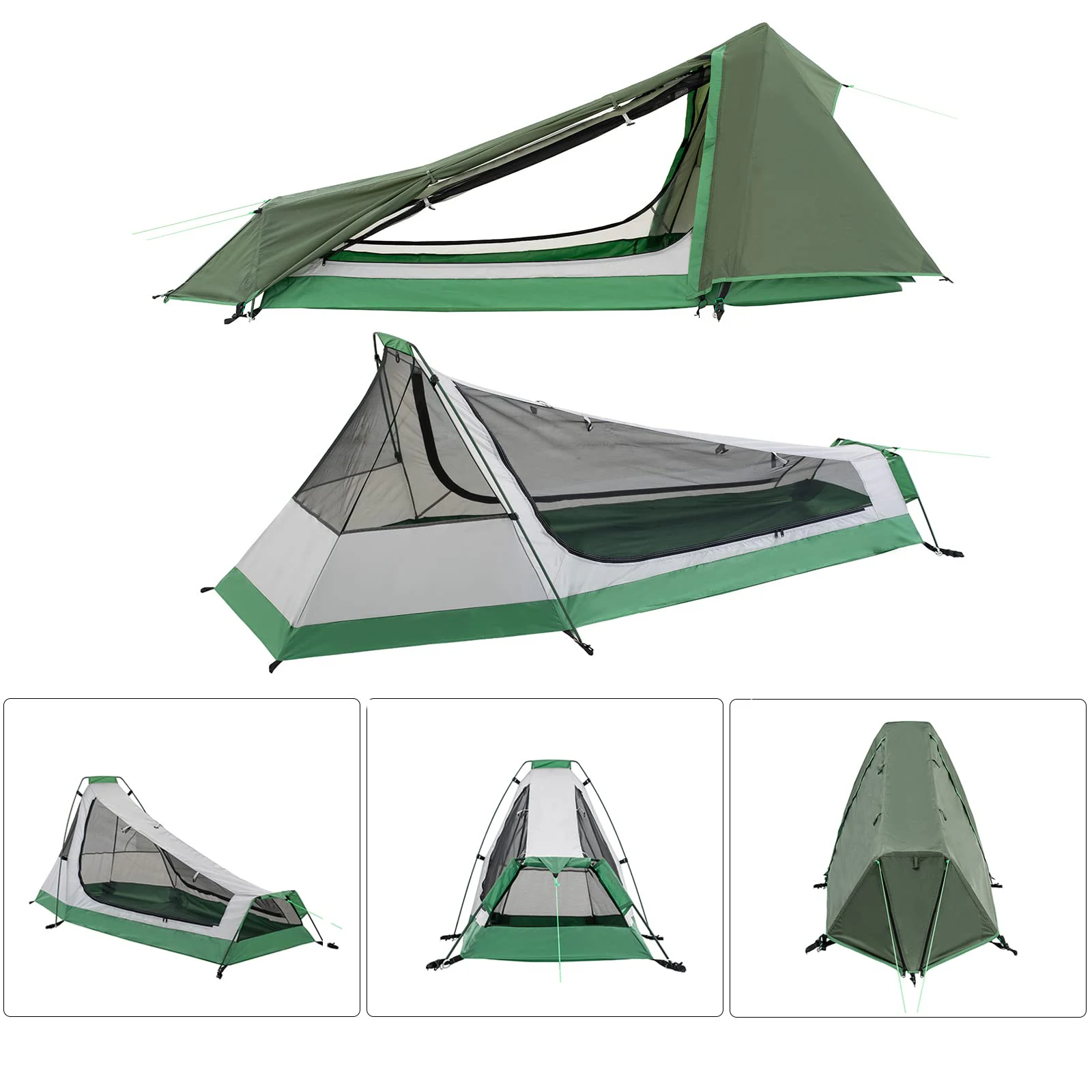 Ultralight Bivy Tent for 1 Person Waterproof Single Backpacking Tent for Camping Hiking Backpack Travel Outdoor Survival Gear