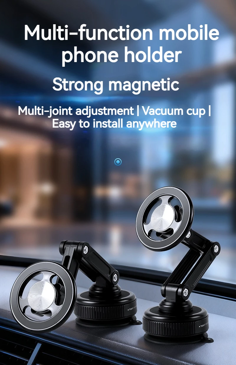 Universeller magnetischer Autotelefonhalter mit Vakuumsaugnapf, faltbar, 360° ° Drehhalterung, ideal für Schlafzimmer, Badezimmer, Glas-Armaturenbrett – Detail 4