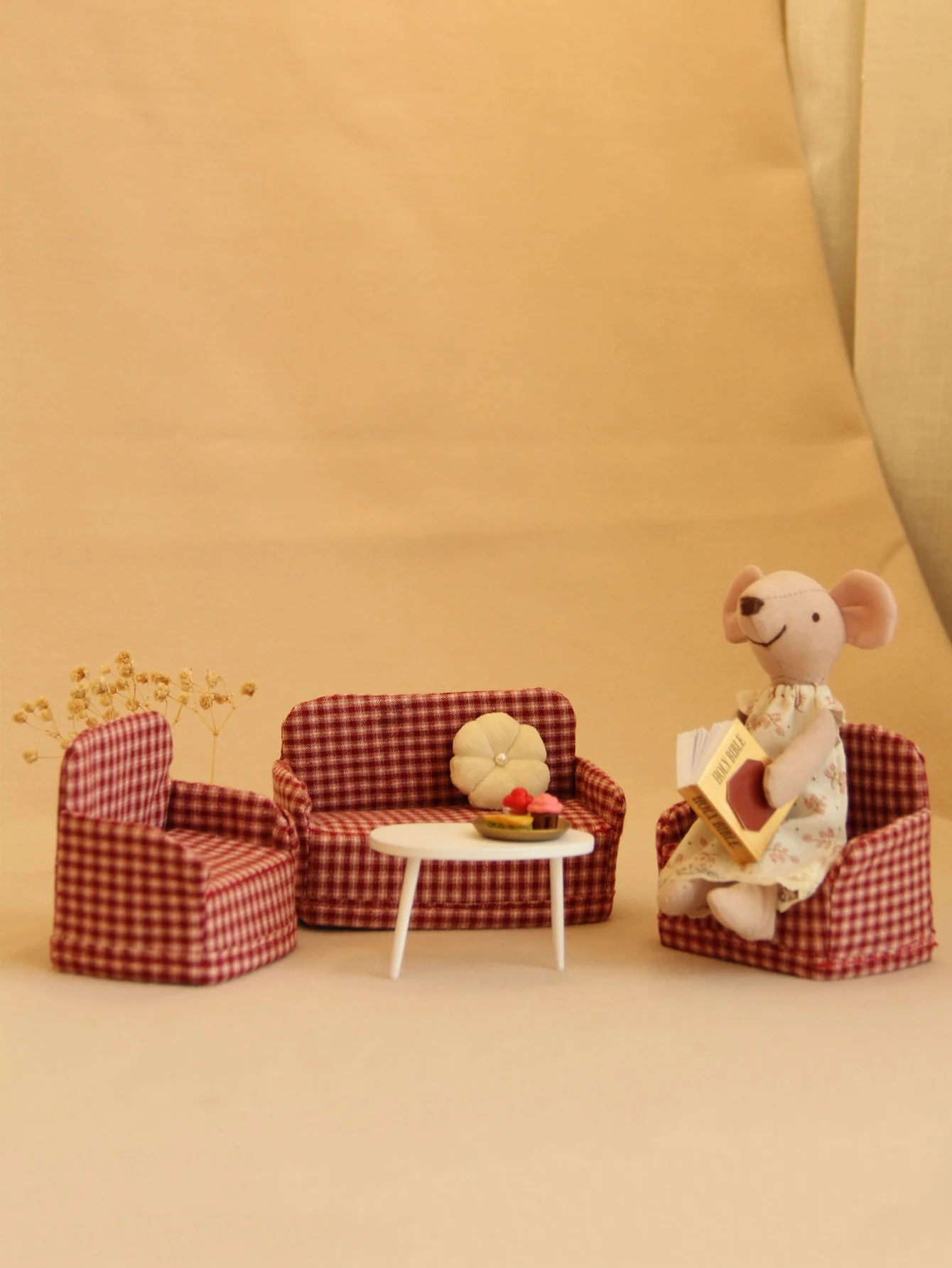 Miniaturmöbel 1:8-1:12 Stoff-Klappsofa geeignet für Mini-Hausdekoration – Detail 8