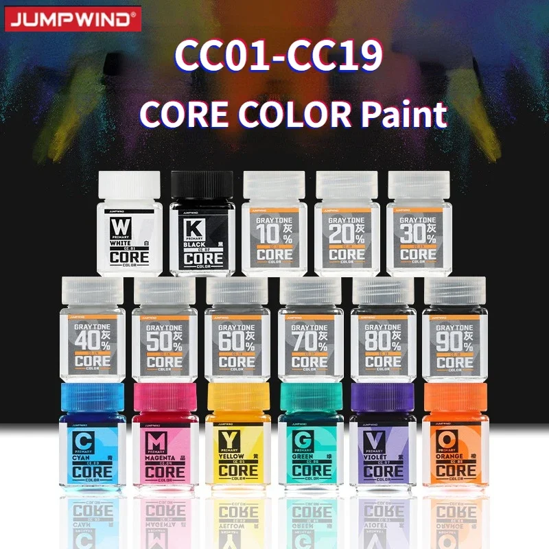 JUMPWIND 18ml CC01-CC19 Paints Highlight Primary CORE COLOR CMYK Pigment for Assembly Model Painting Spray Tools Hobby DIY