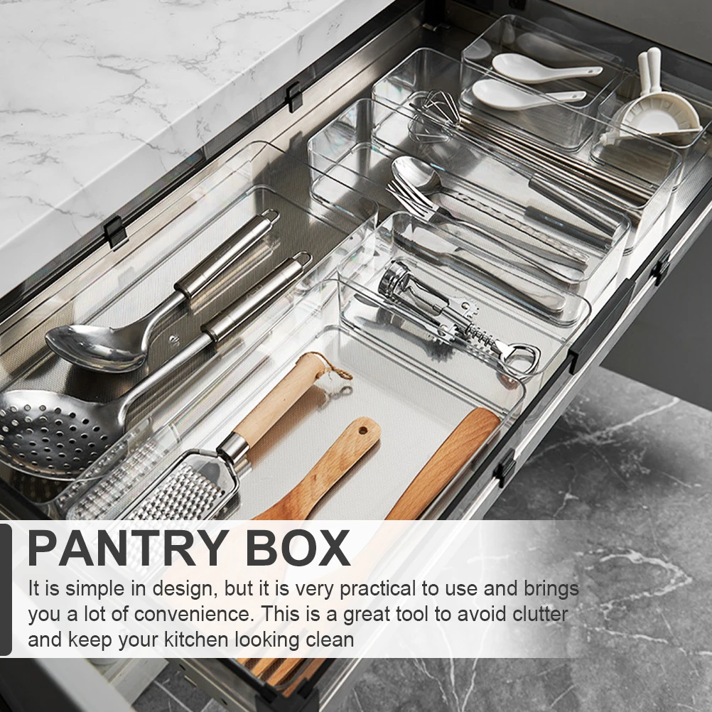 2 Pcs Transparent Storage Boxes Adjustable Dividers Kitchen Bathroom Bedroom Organization Household Supplies Container