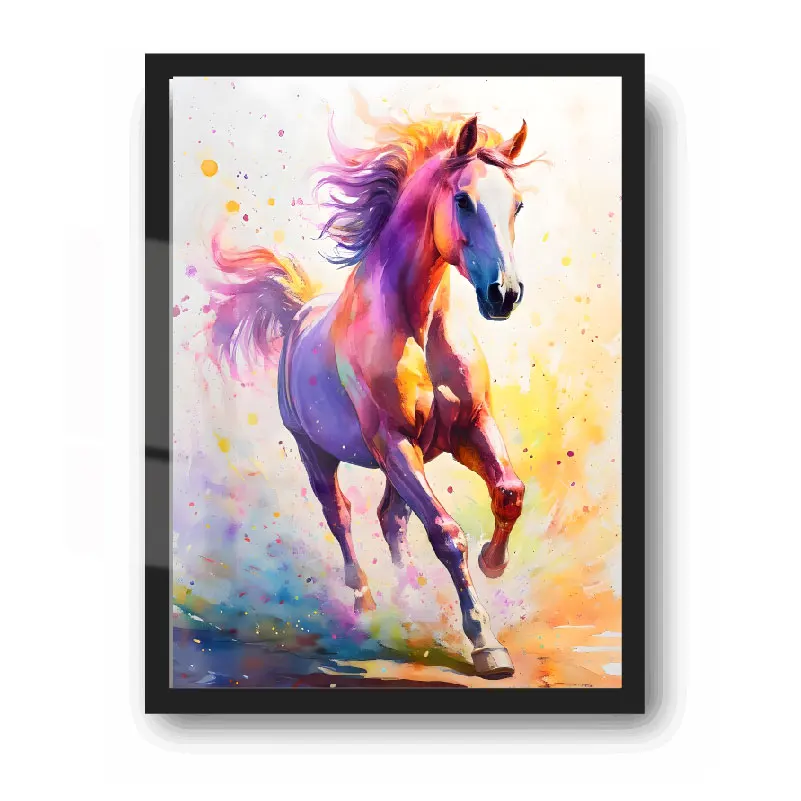 Framed Painting Horse Posters Prints Wall Art Pictures Living Room Bedroom Home Decor Festival Gift for Her/Him Ready To Hang