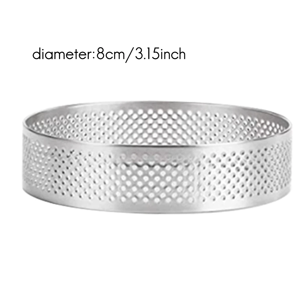 8 قطعة الفولاذ المقاوم للصدأ لاذع الدائري مقاومة للحرارة مثقب كعكة موس الدائري جولة مزدوجة توالت لاذع حلقة قالب معدني 8 سنتيمتر