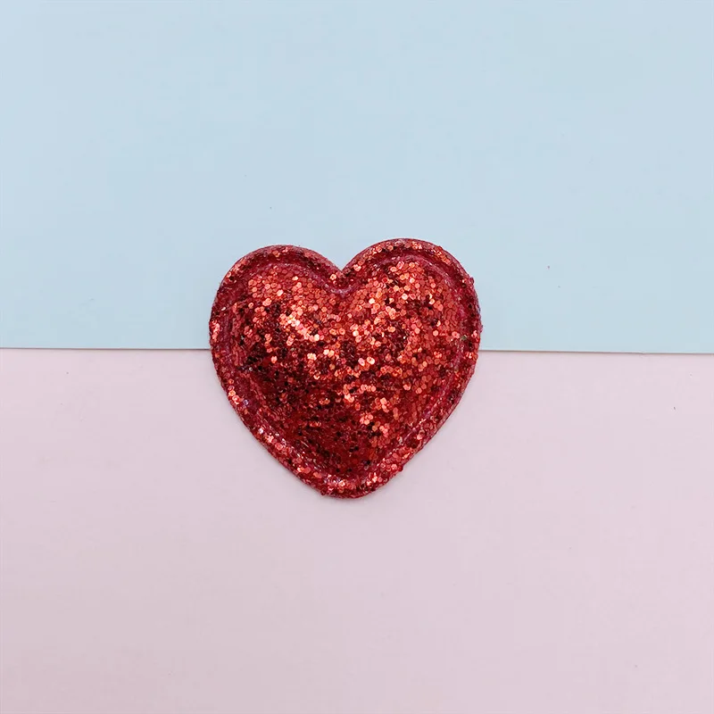 100 Stück, 2,5 cm, glänzende Stoffherzen, aufgesetzte Applikationsstücke, zum Selbermachen, Nähzubehör für Kleidung, Hüte, Bastelarbeiten und Kopfbedeckungen. – Detail 9