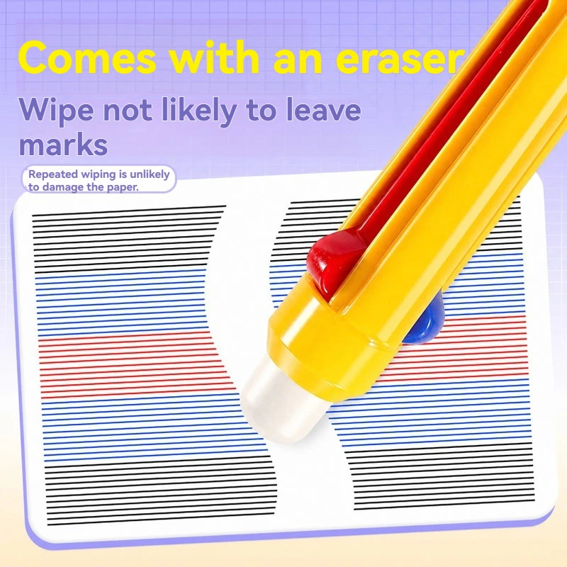 1PC Hot Erasable Gel Pen Three Color In One High Aesthetic Color Pen Student Thermal Rubber Three Color Gel Pen