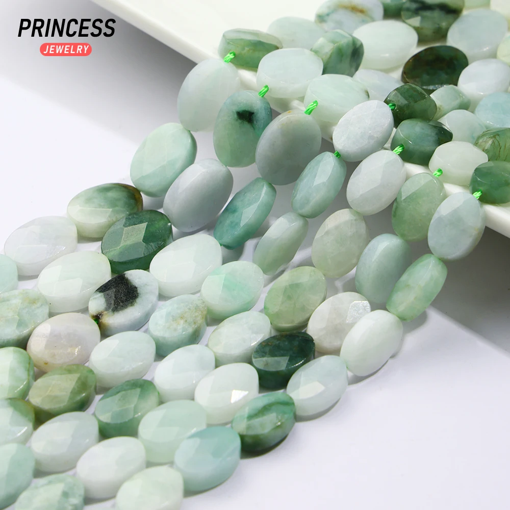 

A+ Natural Myanmar Jadeite Burma Jade Oval 8*12mm Faceted Beads Loose Gemstone Beads for Jewelry Making Beads DIY Accessories