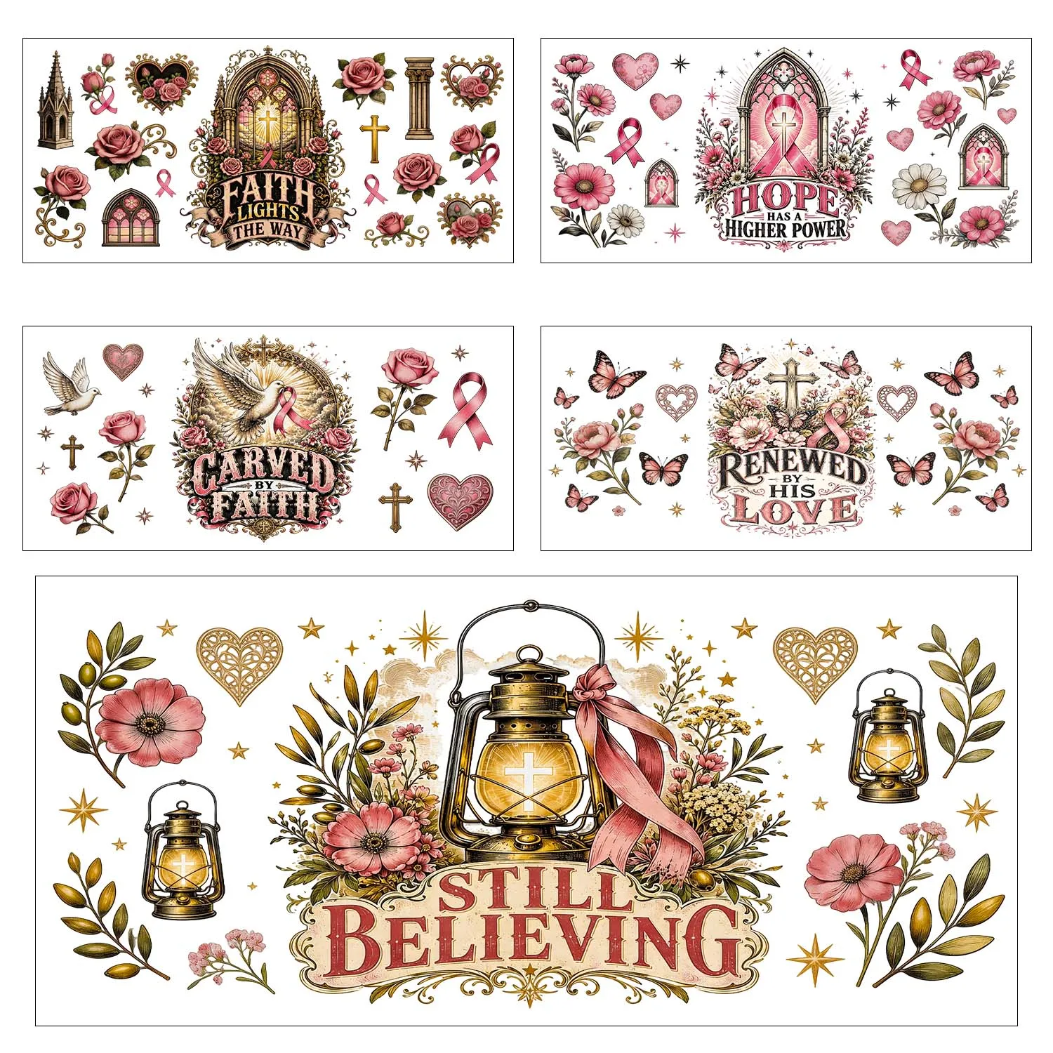 God Blessed Faith Theme UV DTF Transfer Sticker Waterproof DIY Decals 3D Transfers UVDTF Sticker 16oz UV DTF Cup Wraps