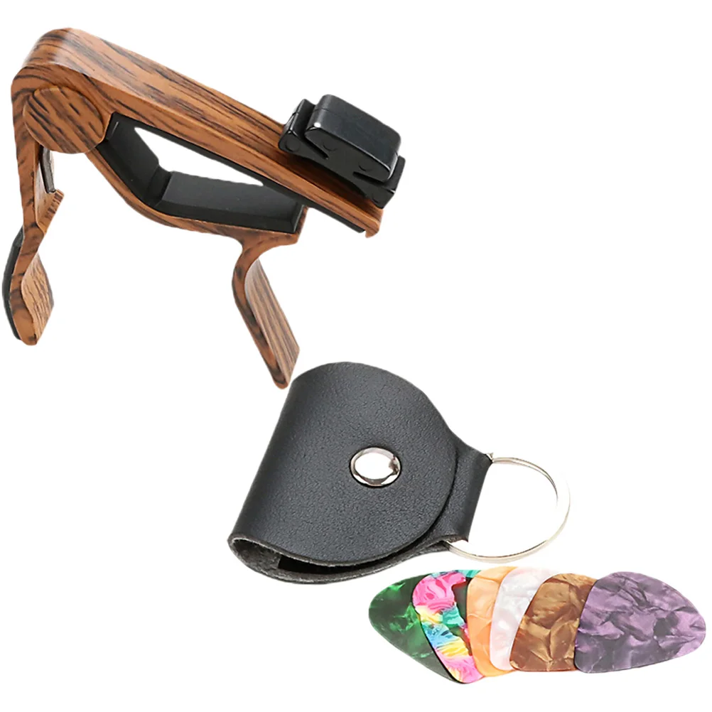 

1 Set Guitar Capo Picks Set With Holder Metal Portable Capo For Electric Acoustic Guitar Ukulele Bass Mandolin Banjo Tuning