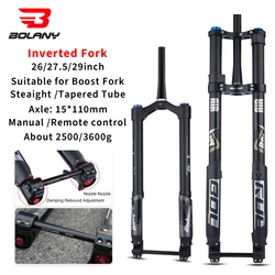 BOLANY Downhill MTB Electric Bike Motorcycle Dual Crown Inverted Air Fork Shock Absorber 15*110mm Boost Fork 26/27.5/29inch