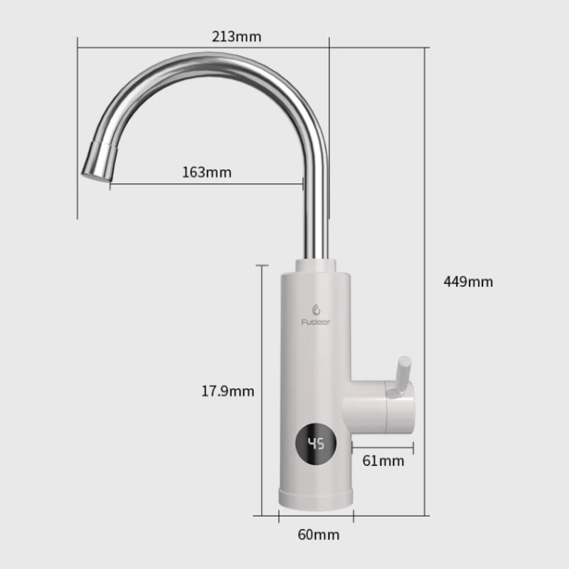 Электрический водонагреватель Fudeer 220 В, кухонный смеситель без резервуара, мгновенный нагрев воды, кран с потоковым подогревом, Миксер с