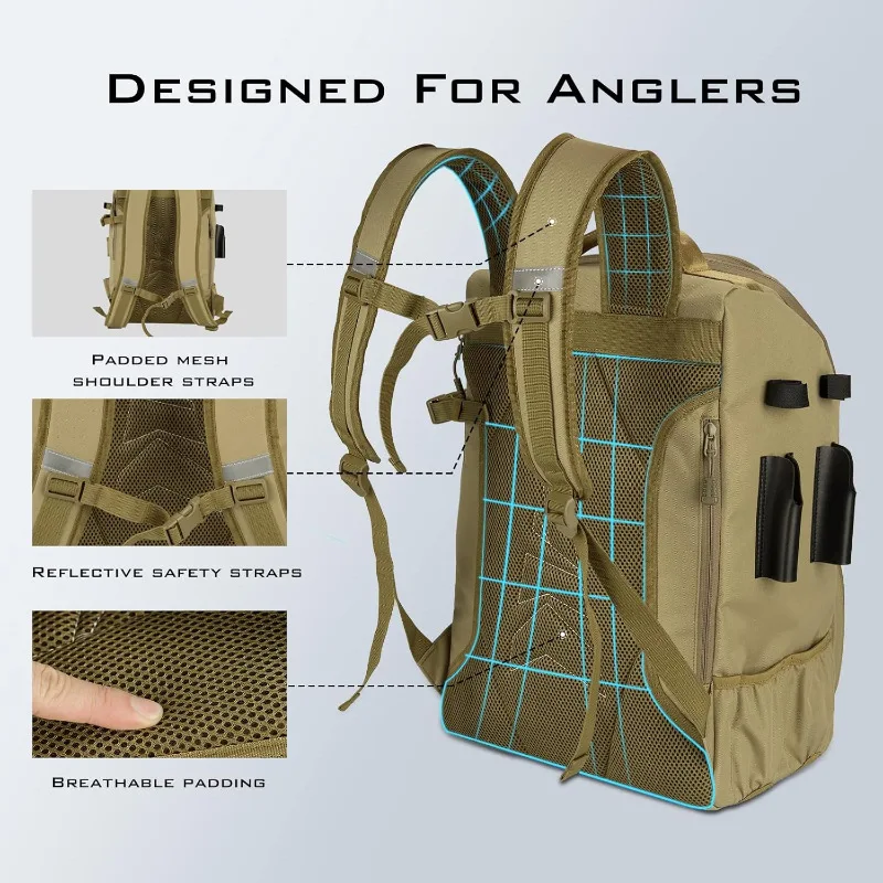 WDT2205 Oxford 600D Tool Backpack Outdoor 40 Liter Storage Fishing Gear Kit 33 X 26 X 45cm