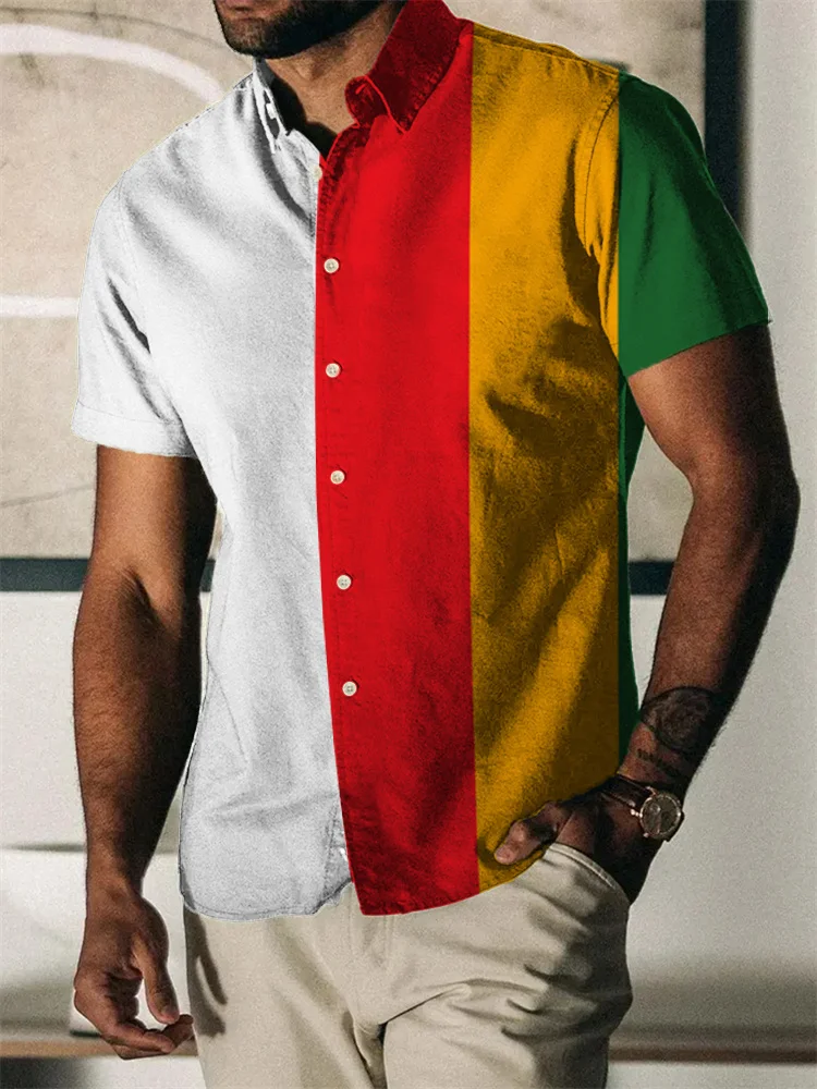 Camisas hawaianas con estampado 3D de arcoíris para hombre, ropa de calle informal de manga corta con botón de solapa, ropa Social Floral Vintage,