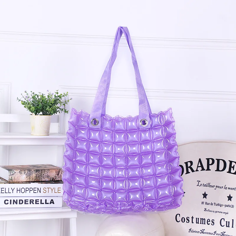 Women's Handbag Personalized Pvc Beach Bag Inflatable Pvc One Shoulder Fashion Leisure Bag Square Lattice Bag Shoulder Bags