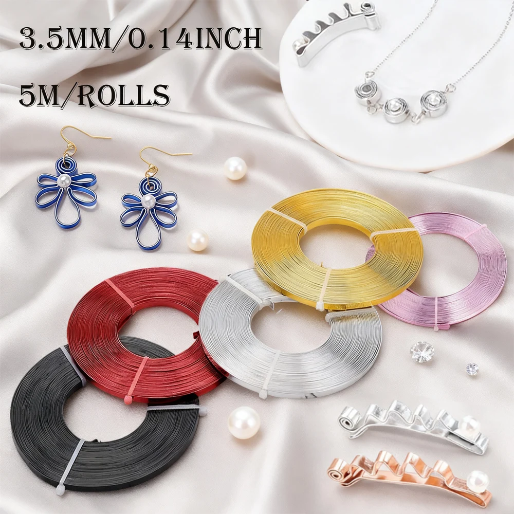 

5m/roll 3.5mm Wide Flat Aluminum Wire Metal Floristry Wire for DIY Jewelry Cord Findings Craft Making