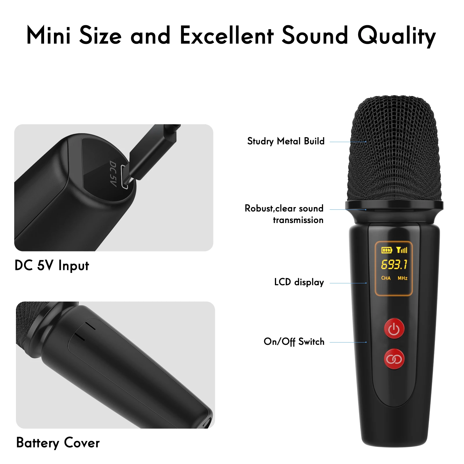 Loa Di Động Kèm Mic Karaoke Bluetooth, Không Dây Ngoài Trời Âm Thanh, Điều Khiển Từ Xa Với 2 Micro Không Dây