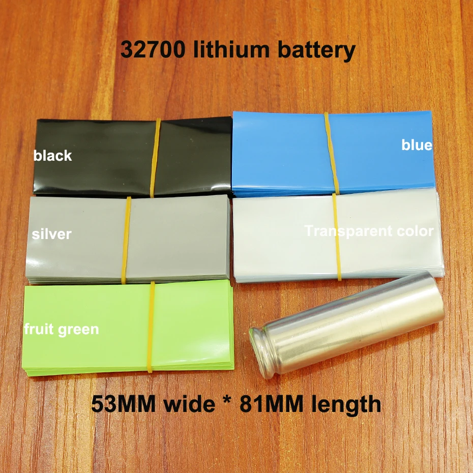 100pcs/lot 32700 lithium battery PVC heat shrinkable film battery sheath packaging heat shrinkable sleeve shrink film 53*81MM