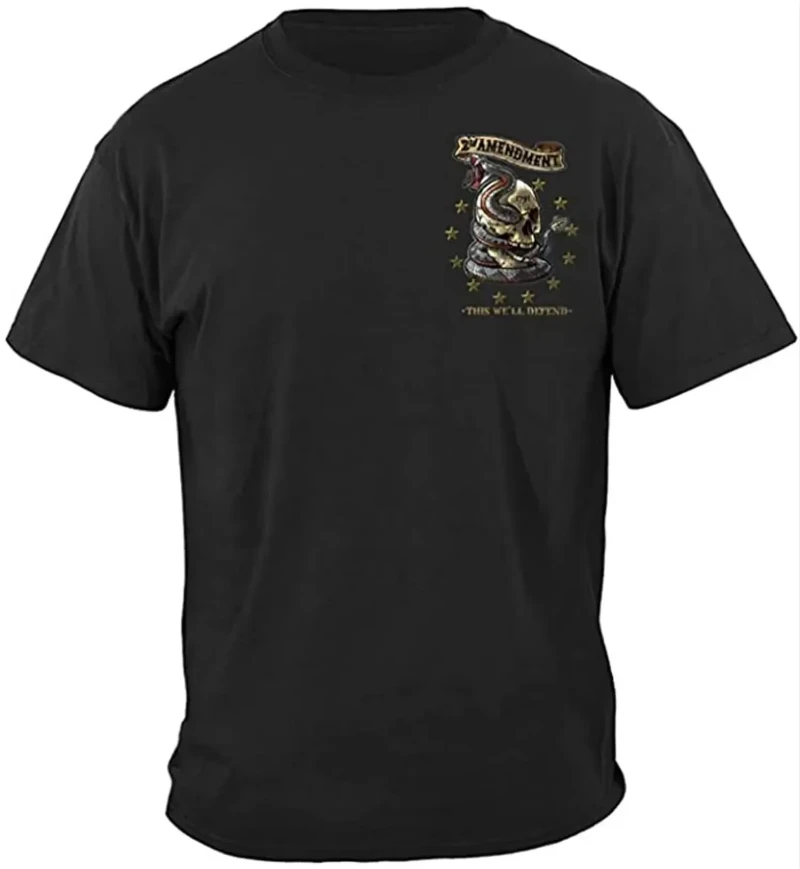 هذا سوف نقوم الدفاع. الجرسية الجمجمة الوشم 2nd تعديل تي شيرت 100% القطن س الرقبة قصيرة الأكمام عادية قميص رجالي #3