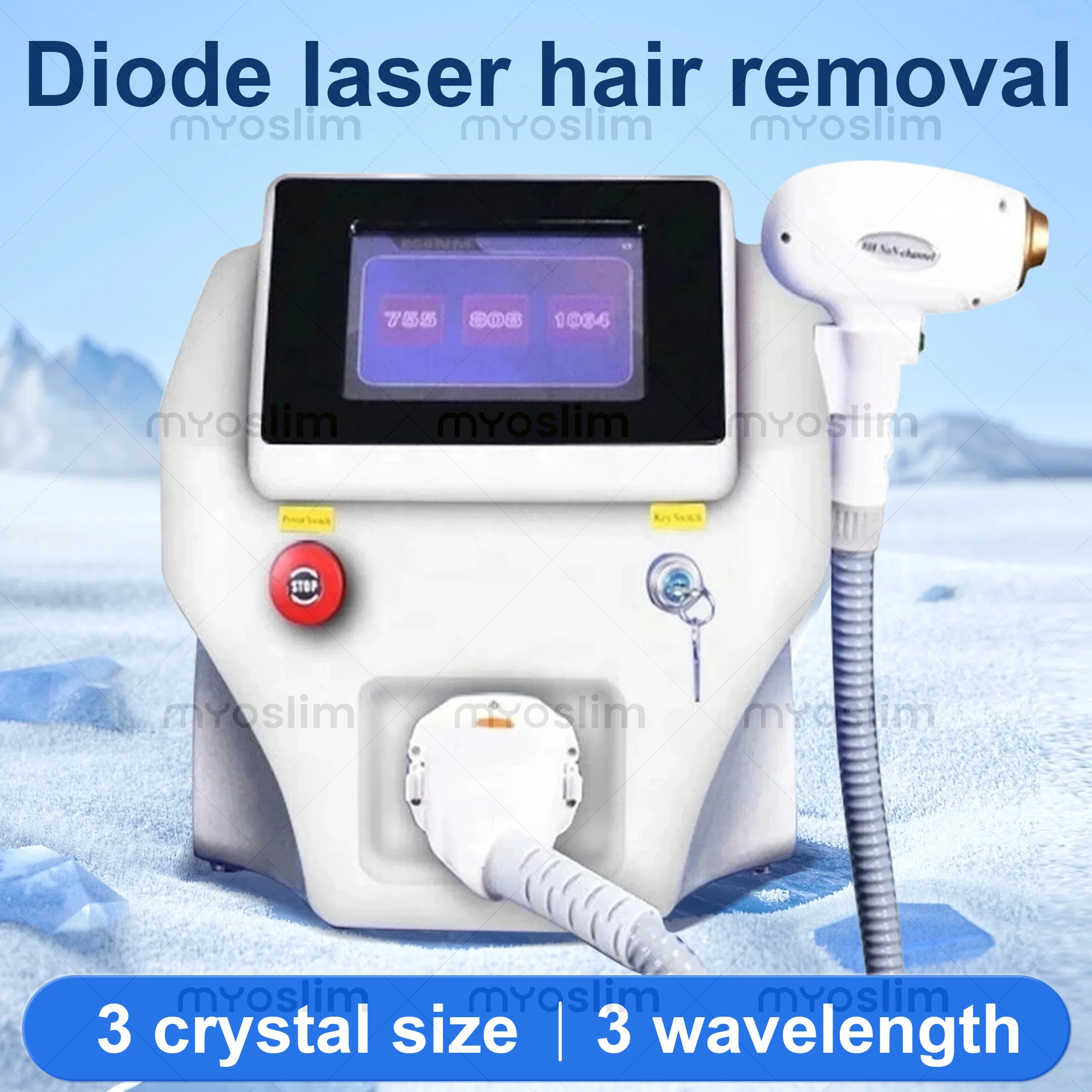 Diode 755 808 1064nm Multi Wavelengths Hair Removal Machine Cooling Head Painless Epilator Face Body
