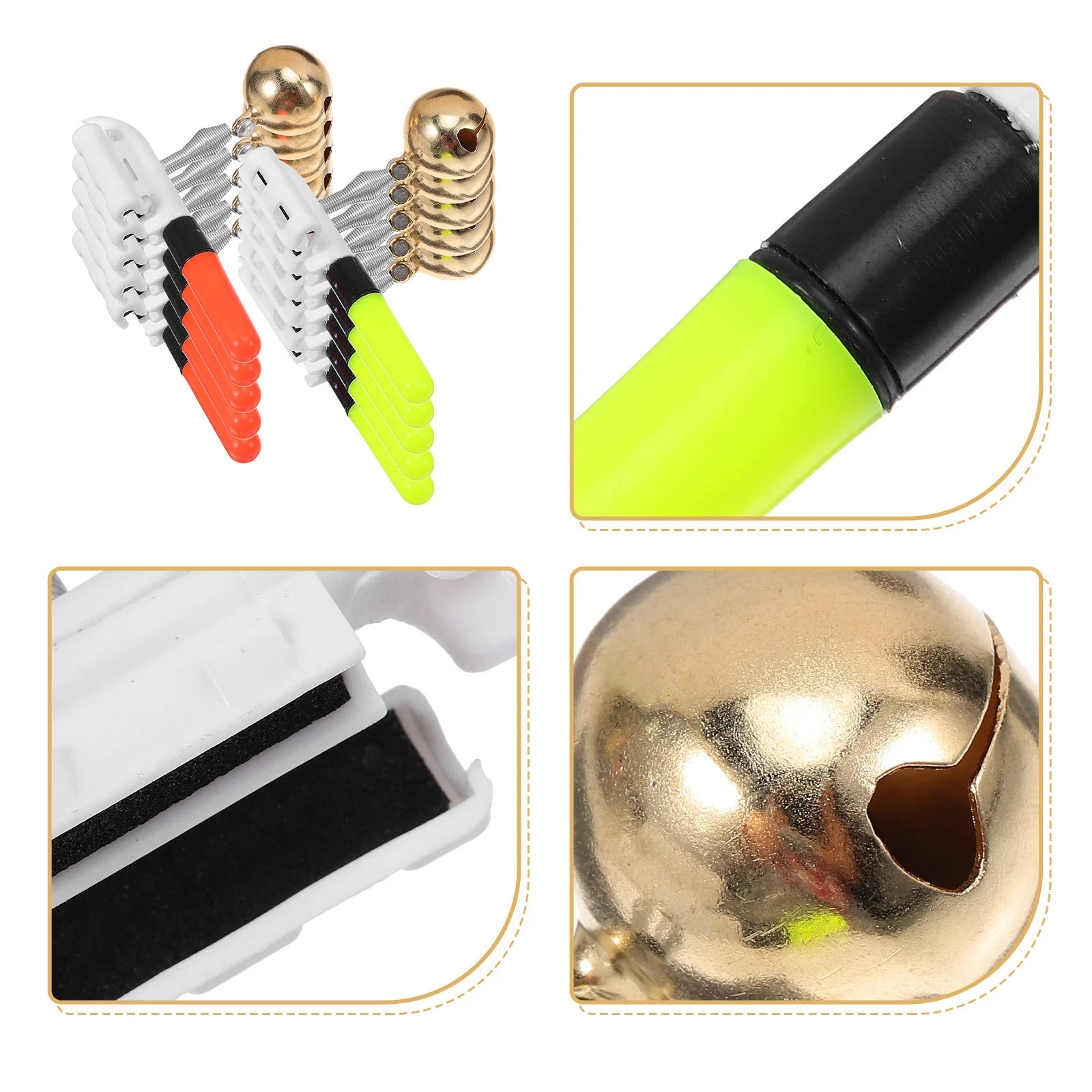

10Pcs Fishing Rod Bait Alarm Light Compact Design Fishing Tackles Easy Hold No Damage Durable ABS Copper Bite Alarms