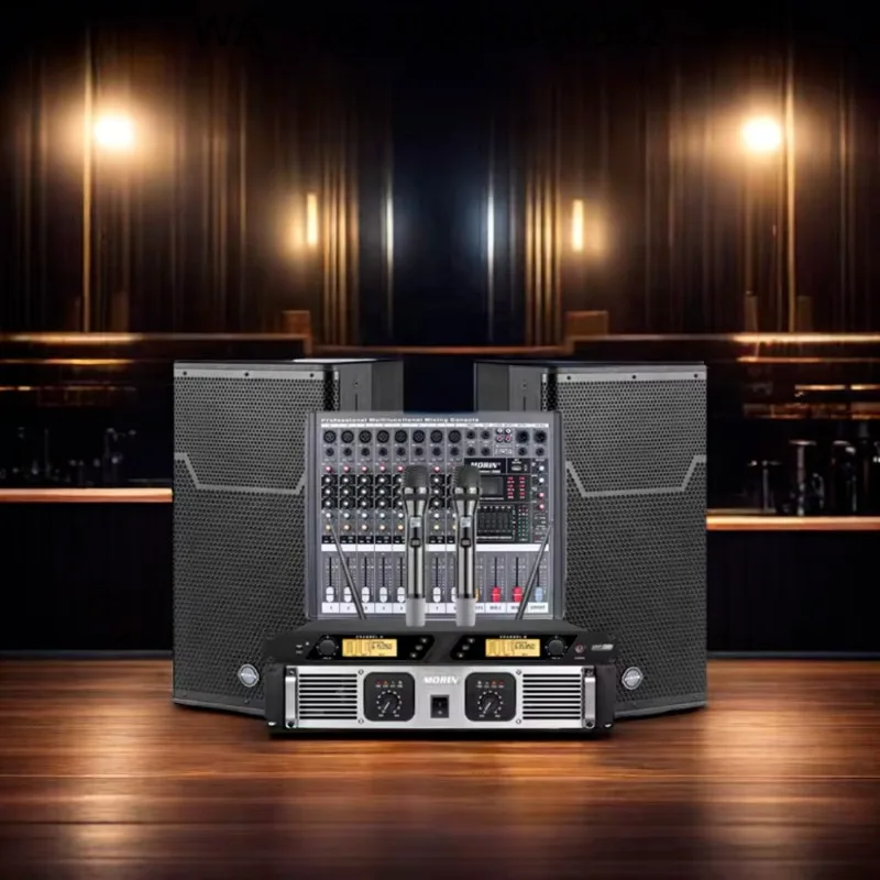 

400W Professional PA System Combined Speaker Built-in Mixer Power Amplifier Stage Audio Equipment