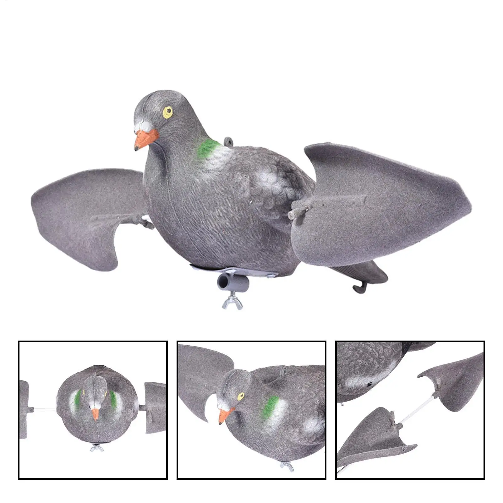 1PC Outdoor Simulation Bait Pigeon Motion Decoy Wind Decoy With Movable Wings For Garden Decor Yard Ornament For Hunting