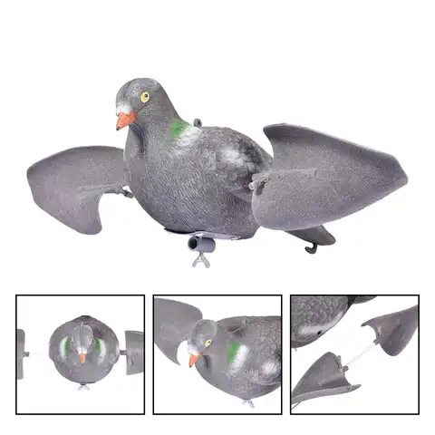 1PC Outdoor Simulation Bait Pigeon Motion Decoy Wind Decoy With Movable Wings For Garden Decor Yard Ornament For Hunting