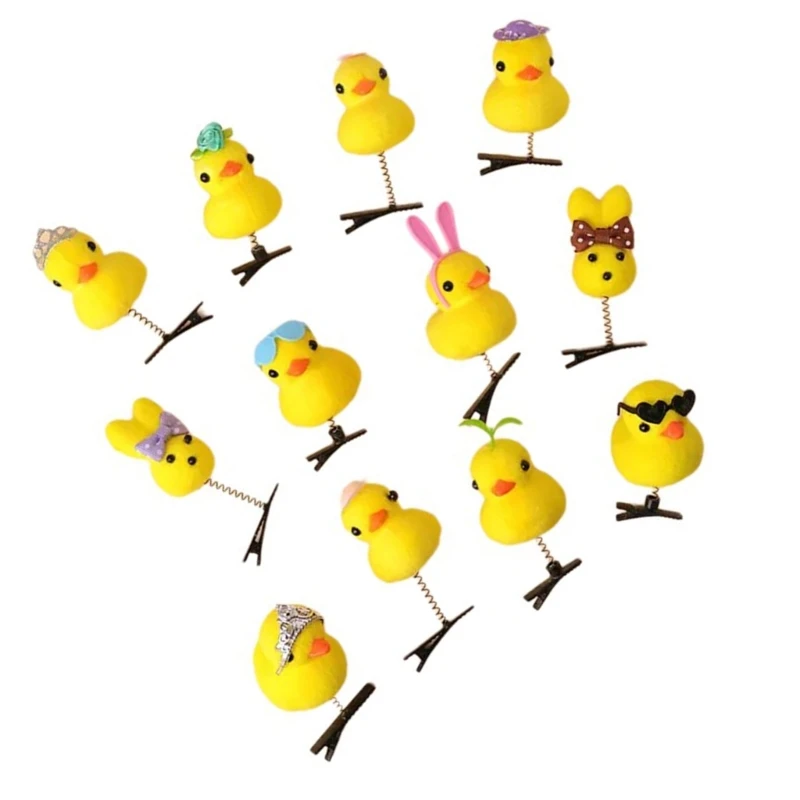 Birthday Party Hair Clip Kids Cartoon Yellow Duck Hairpin Child Side Clip 12PCS image 4