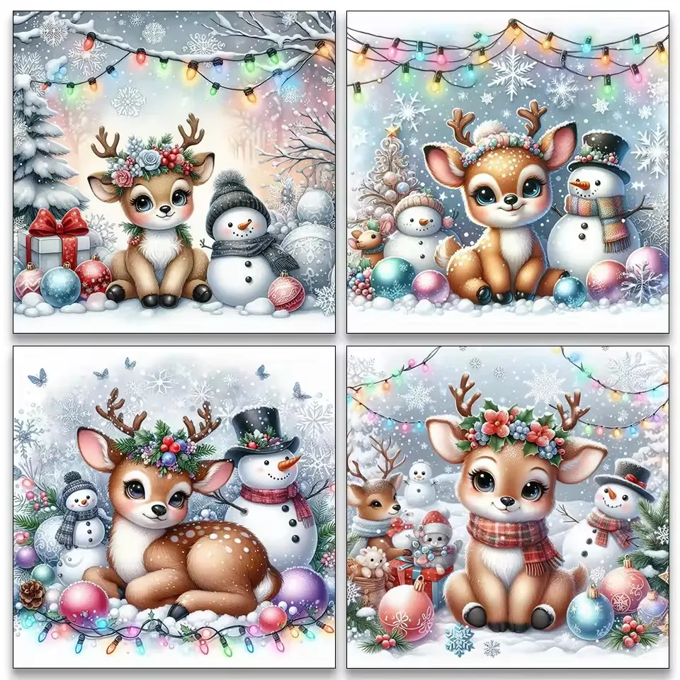 

Рождественская серия, новый набор алмазной живописи, Снеговик и олень, мозаика, 5D DIY Алмазная вышивка, вышивка крестиком, украшение для дома