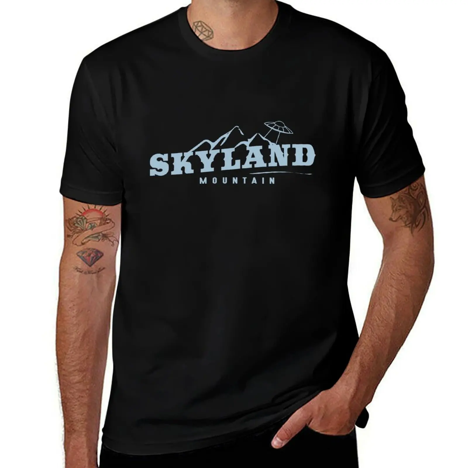 Футболка The X Files: Skyland Mountain (небесно-голубой), винтажные однотонные футболки Louboutins для мужчин