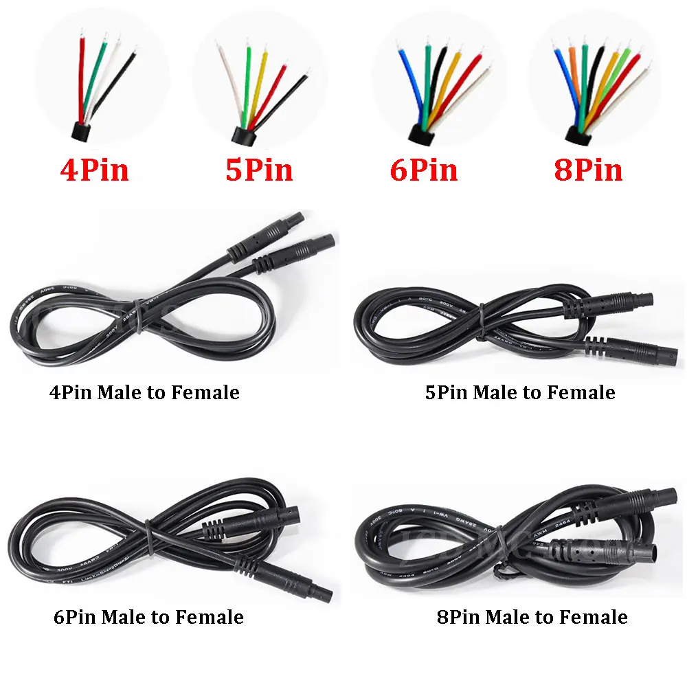 4/5/6/8 Pin Male to Female Extension Cable Connector Reversing Camera Extension Cord Wire Car Video Connection Cable 1/2/3m