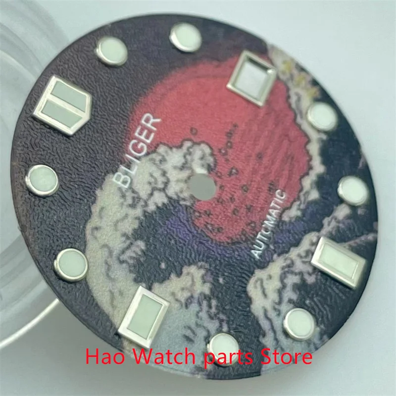 Циферблат часов BLIGER 28,5 мм, суперзеленый светящийся циферблат, подходит для движения NH35