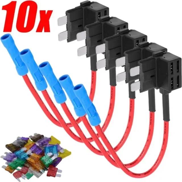 10/5szt 12V MINI MAŁY ŚREDNIU Rozmiar Samochodowy uchwyt bezpiecznika Dodatkowy adapter TAP Micro Mini Standardowy bezpiecznik płaski ATM do samochodów dostawczych