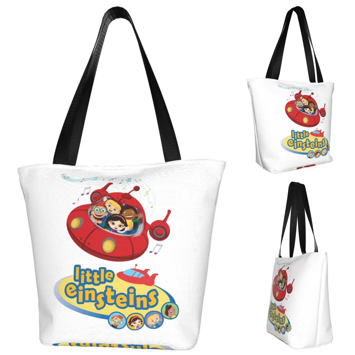 

Funny Little Einsteins Clothes Little Einsteins Car Shopping Tote Bag Canvas Large Capacity Shoulder Bag Shopper Grocery Handbag