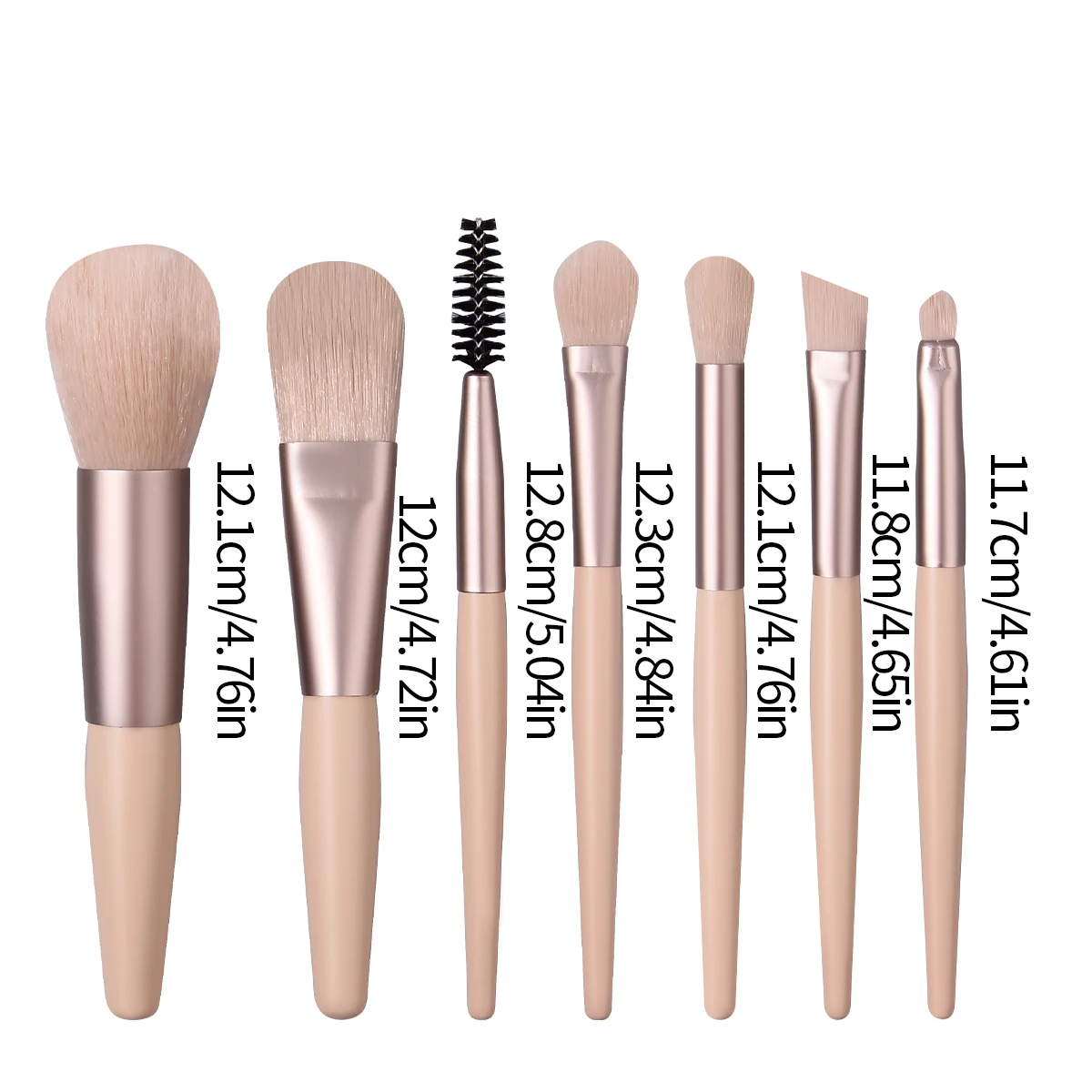 مجموعة فرش مكياج صغيرة مكونة من 7 قطع، كريم أساس للمبتدئين بشعيرات فائقة النعومة، أحمر الخدود، ظلال العيون، فرشاة خافي العيوب، فرشاة الماسكارا #6