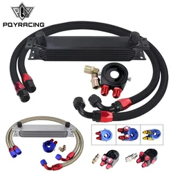 7 Rows Oil Cooler Kit AN10 Transmission Oil Cooler Kit + Oil Filter Adapter + Stainless Steel Braided Hose With PQY Sticker +Box