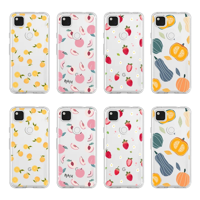 Cartoon Fruit Strawberry Case for Google Pixel 7 7Pro 6a 6 6Pro 5 5a 5G 4XL 4 4a Transparent TPU Fundas for Google 2 2XL 3 3a XL