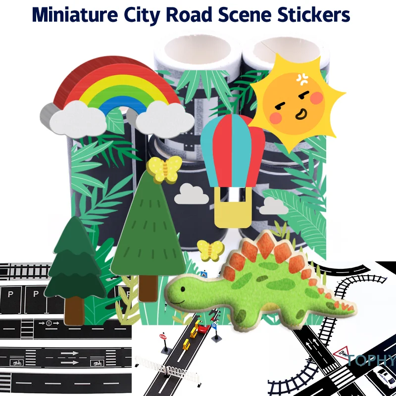 

Миниатюрная наклейка с кривой парковочной сцены для кукольного домика 1:12, рулон ленты 5 м для дороги и железной дороги