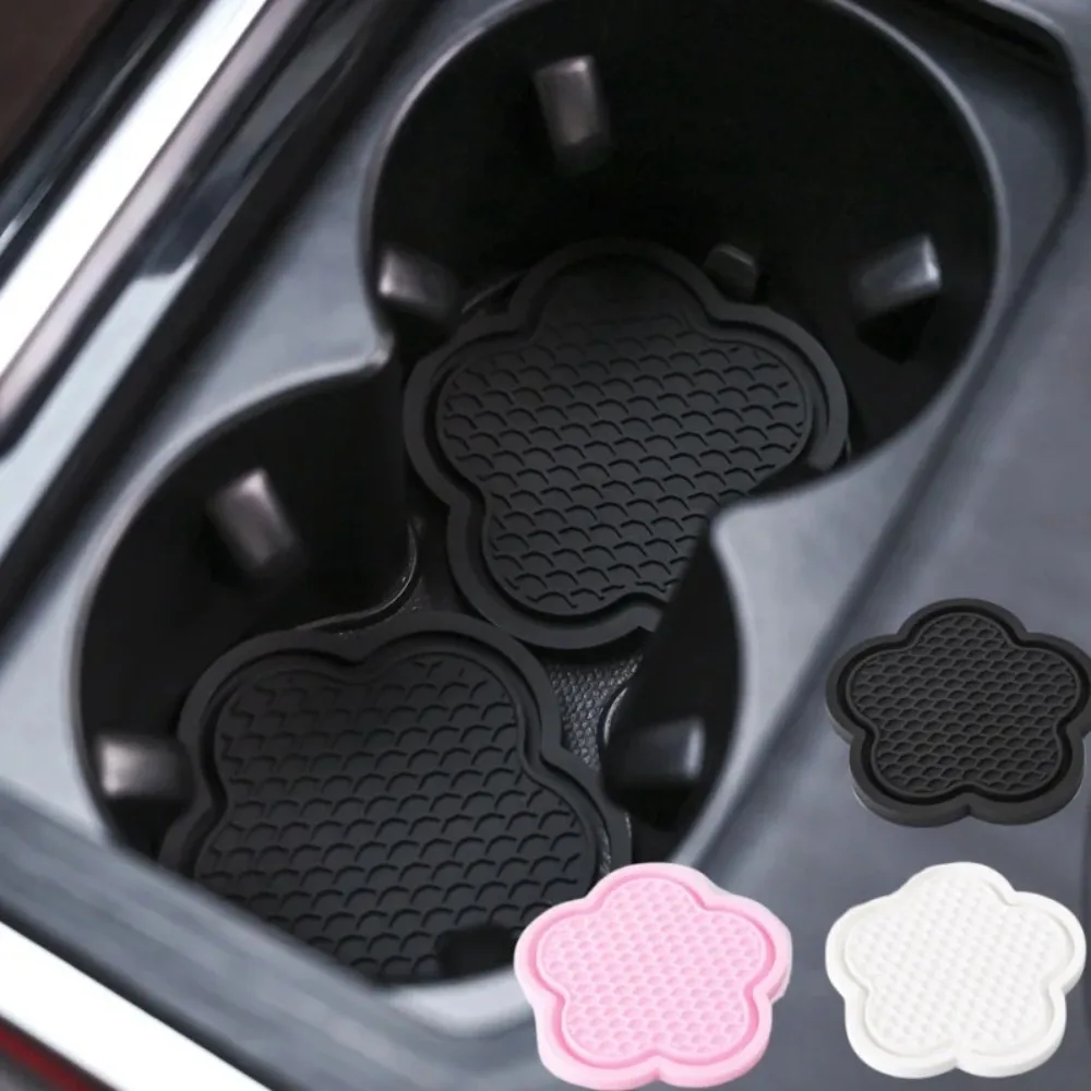 2PCS Car Cup Insert Coaster Flower Shaped Waterproof Non-Slip Sift-Proof Spill Saucer For Most Car Interior Accessories