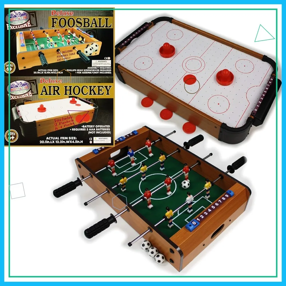 

20-Inch Tabletop Air Hockey & Foosball 2-in-1 Game Set with Accessories