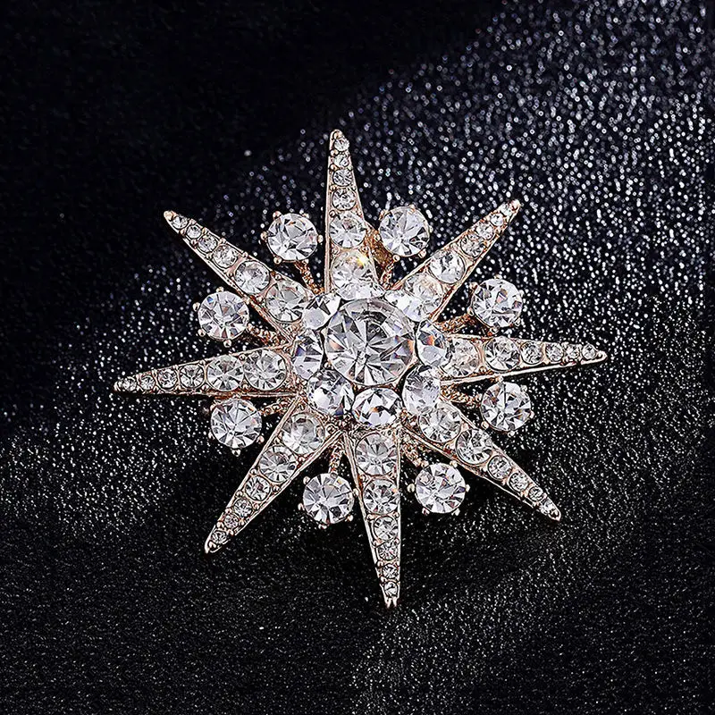 2024 NEW Trendy Luxury Snowflake Brooches Unisex Simple Original Rhinestone Brooch Pins For Women Man Jewelry Gifts Dropshipping