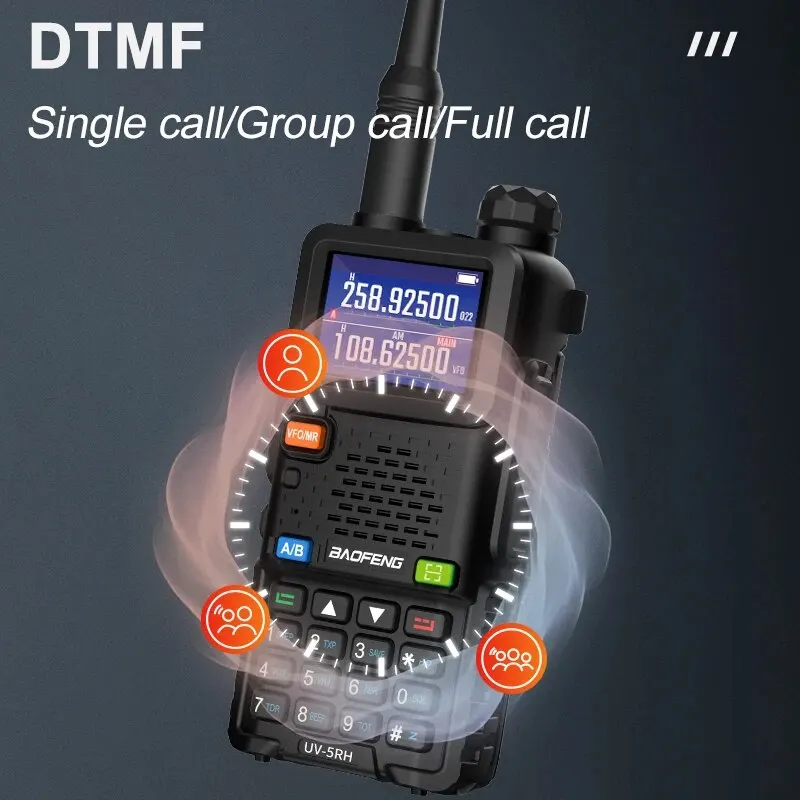 BAOFENG UV-5RH Air Band Walkie Talkie Wirless Copy Frequency Multi-Band Tri Power Type-C NOAA AM FM Long Range Ham Two Way Radio