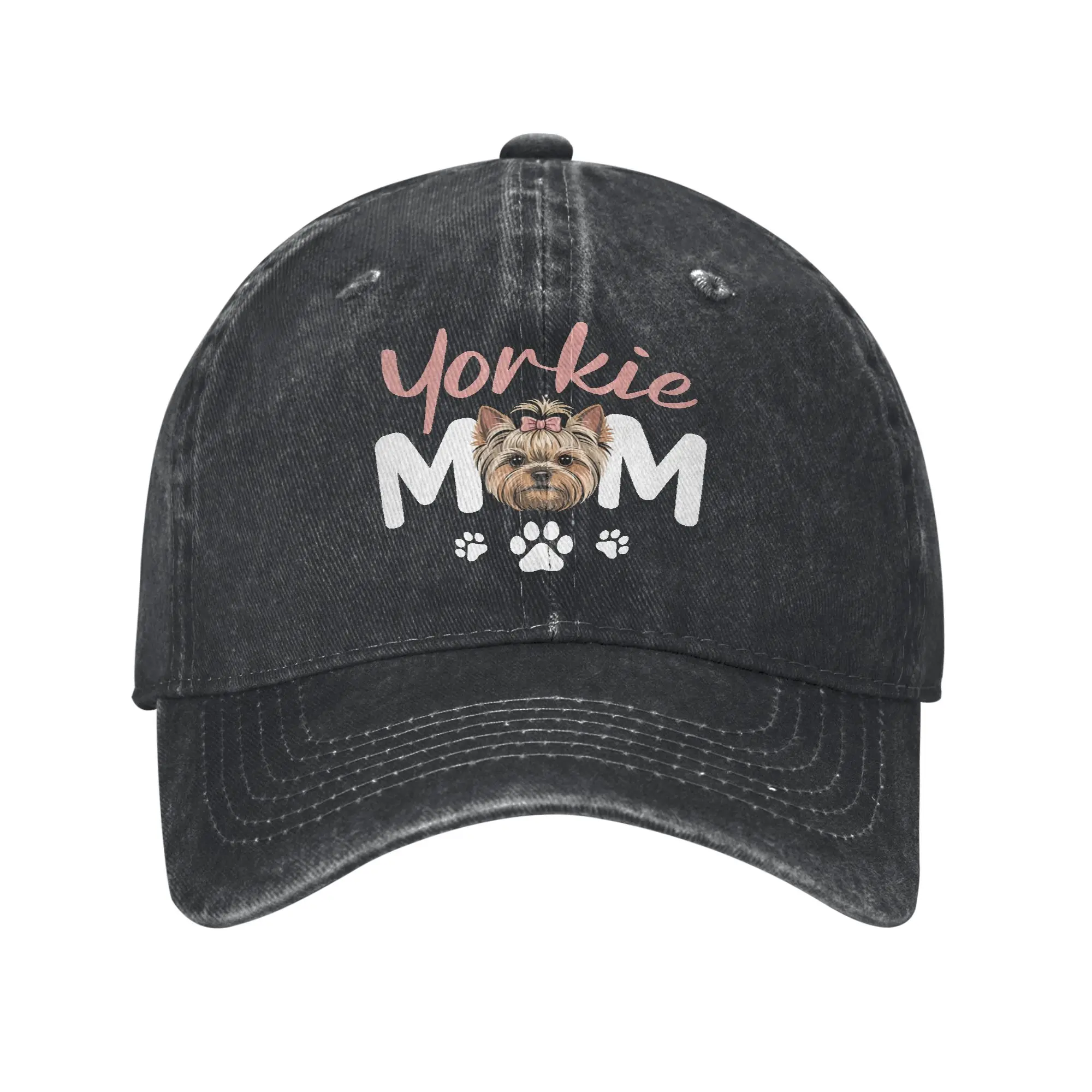 Yorkie Mom Yorkshire Terrier Dog Baseball Caps Vintage Distressed Denim Snapback Cap Unisex Style Outdoor Workouts Gift Caps Hat