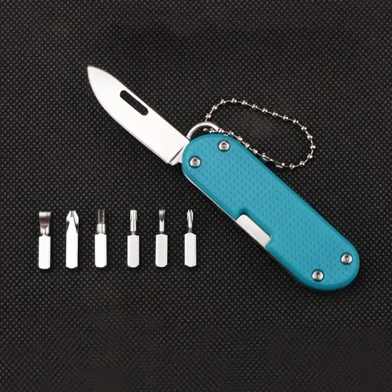 Nuovo cacciavite multifunzione 7 in 1, coltello portachiavi per piccoli utensili da esterno EDC, strumento di riparazione combinato mini cacciavite