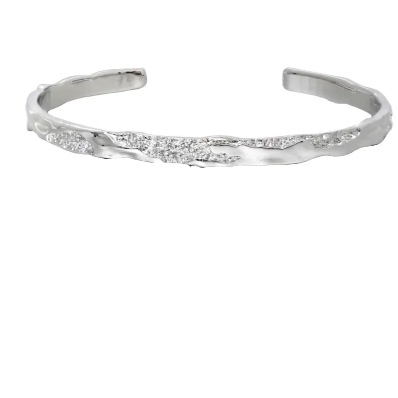 Pure Silver Non Fading Bracelet with A Cool and High-end Design, Minimalist and Versatile for Both Men and Women