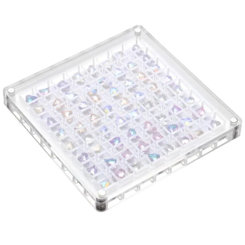 Nail Rhinestone Box Acrylic Nail Rhinestone Storage Box with 36 Grids Magnetic Suction Organizer for Nail Jewelry Eco-friendly